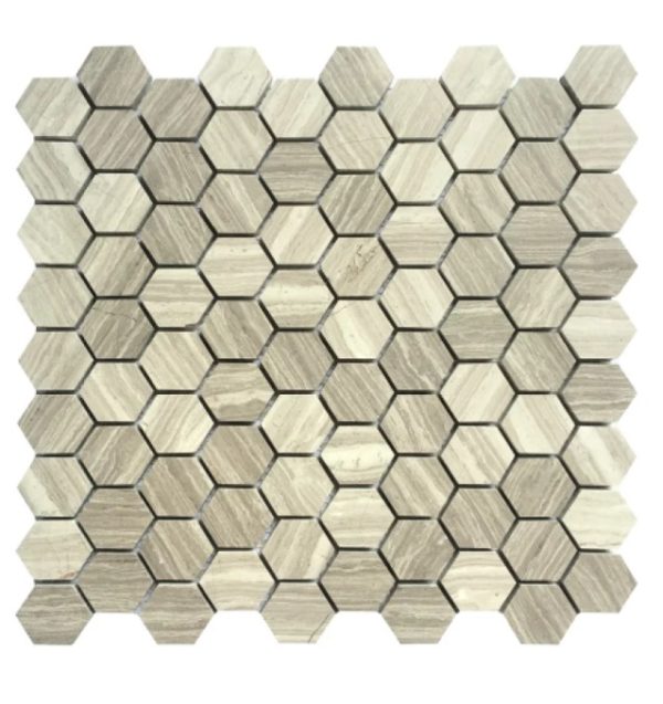 Taupe marble hex 1.25 inch mosaic decorative tile