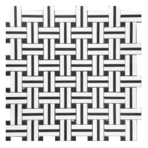 Marble black and white mosaic tile