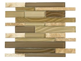 Synergy glass and stone wood look mosaic DC0030