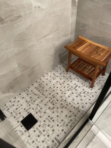 Basement bathroom tile shower floor