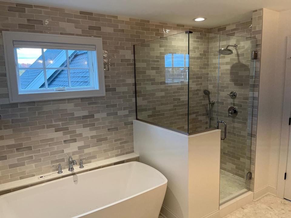 Custom Marble and Handmade Subway Tile Bathroom Installation