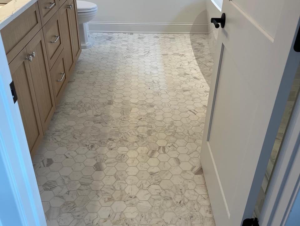 Hexagon marble mosaic tile floor