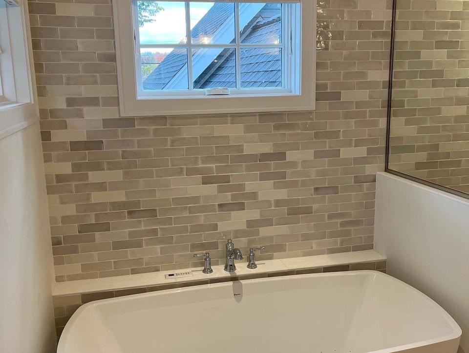 Free Standing Bathtub Tile Accent Wall.