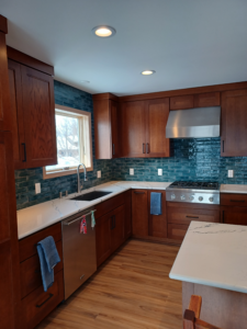 Blue Tile Kitchen Backsplash Installation